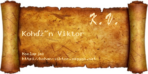 Kohán Viktor névjegykártya